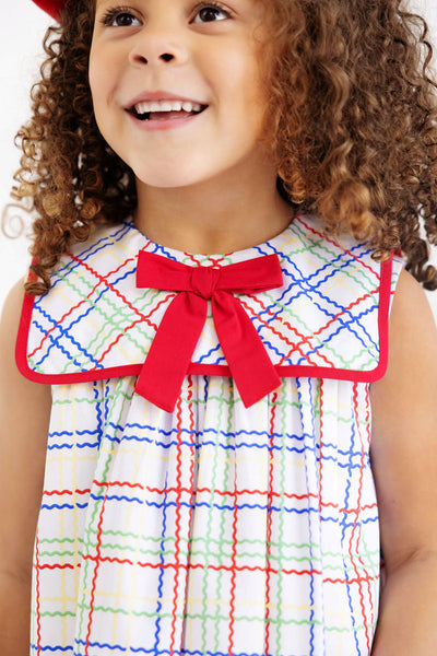 Sleeveless Stewart's Square Collar Dress
