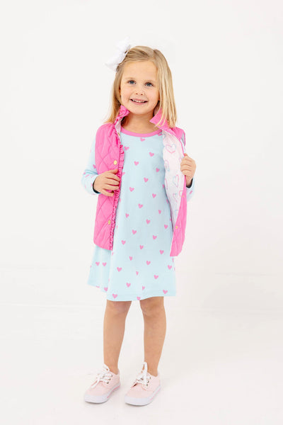 Long Sleeve Polly Play Dress - Heart Eyes