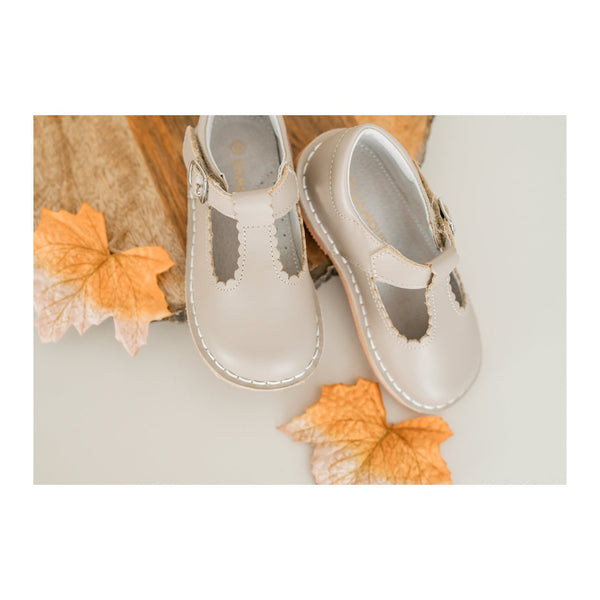 Selina Scalloped T-Strap Mary Jane, almond