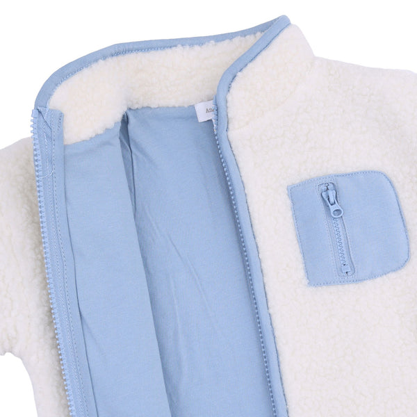 Sherpa Zip Jacket with Lining - Blue