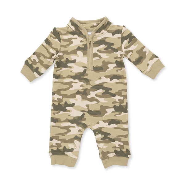 Zip Neck Romper - Camo French Terry