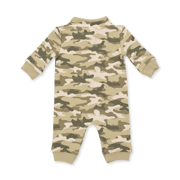 Zip Neck Romper - Camo French Terry