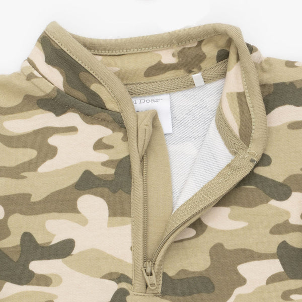 Zip Neck Romper - Camo French Terry