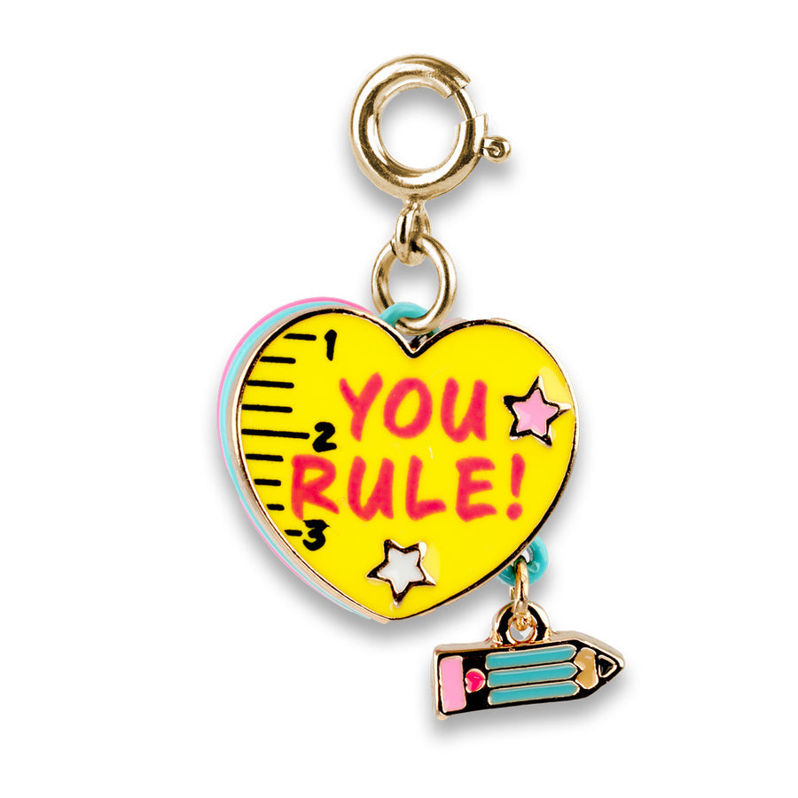 Gold 'You Rule!' Heart Charm