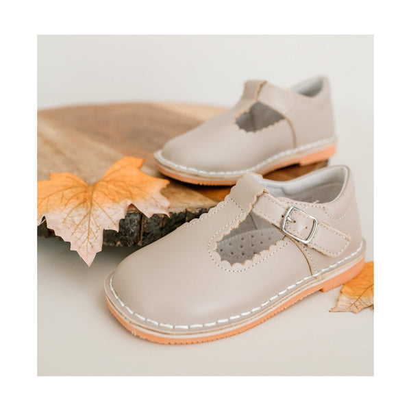 Selina Scalloped T-Strap Mary Jane, almond