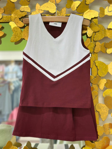 Cheer Uniform Skort Set - Maroon/White