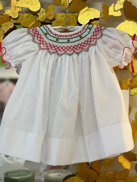 Emma Smocked Christmas Bishop Dress