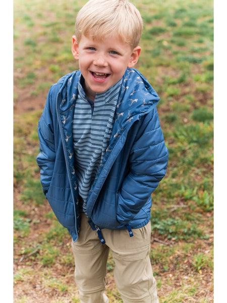 Boys Hooded Puffer Jacket - Copen Blue