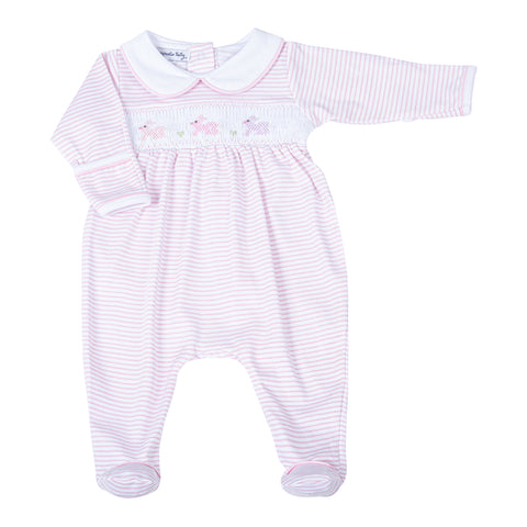 Hoppity Hop Classics Smocked Footie, pink