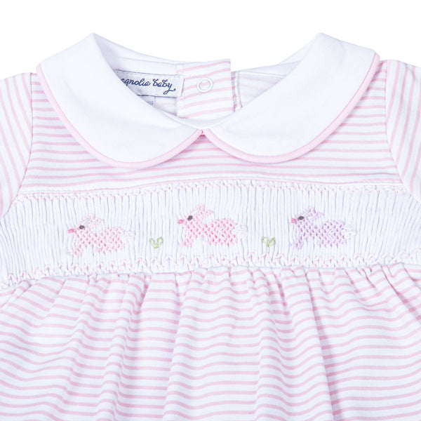 Hoppity Hop Classics Smocked Footie, pink