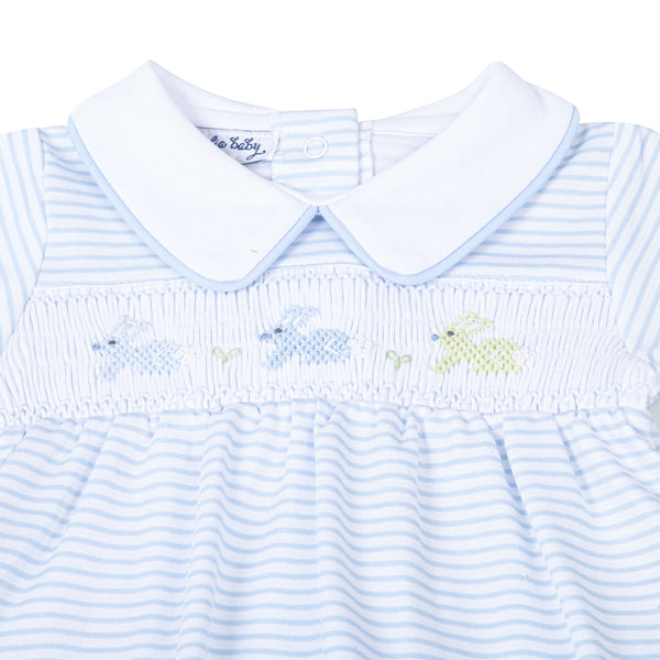 Hoppity Hop Classics Smocked Footie, blue