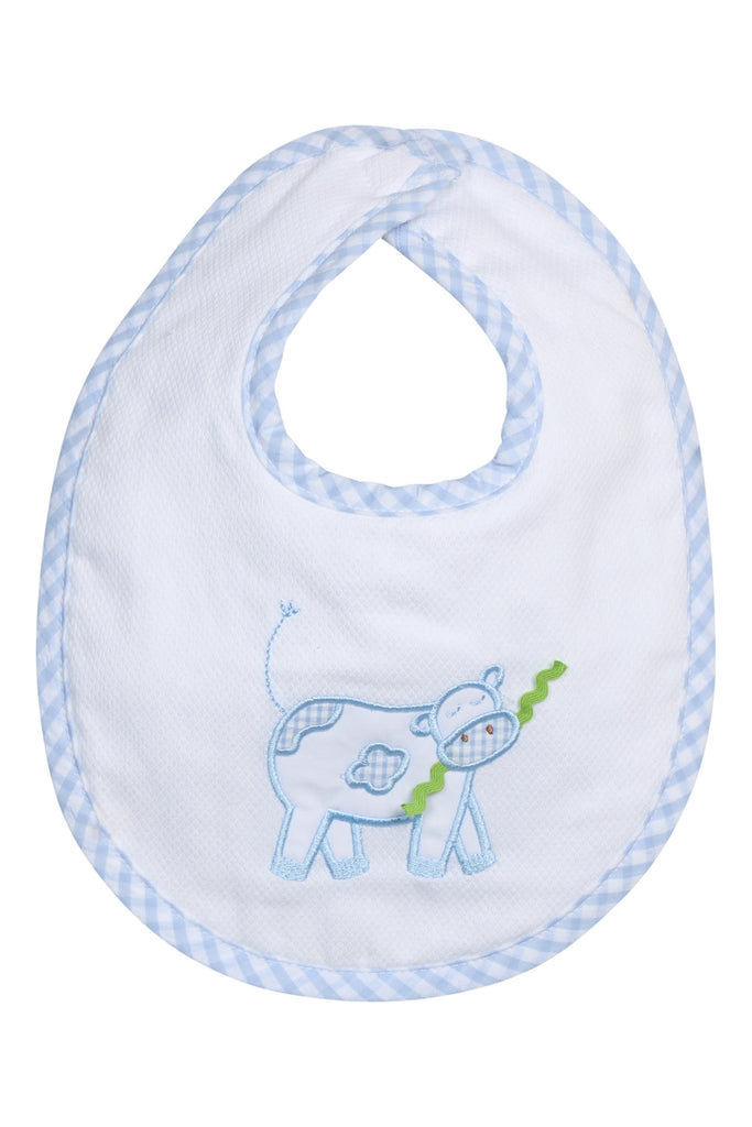 Cow Applique Basic Bib, blue