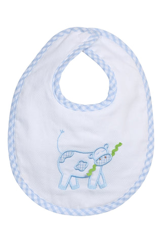 Cow Applique Basic Bib, blue