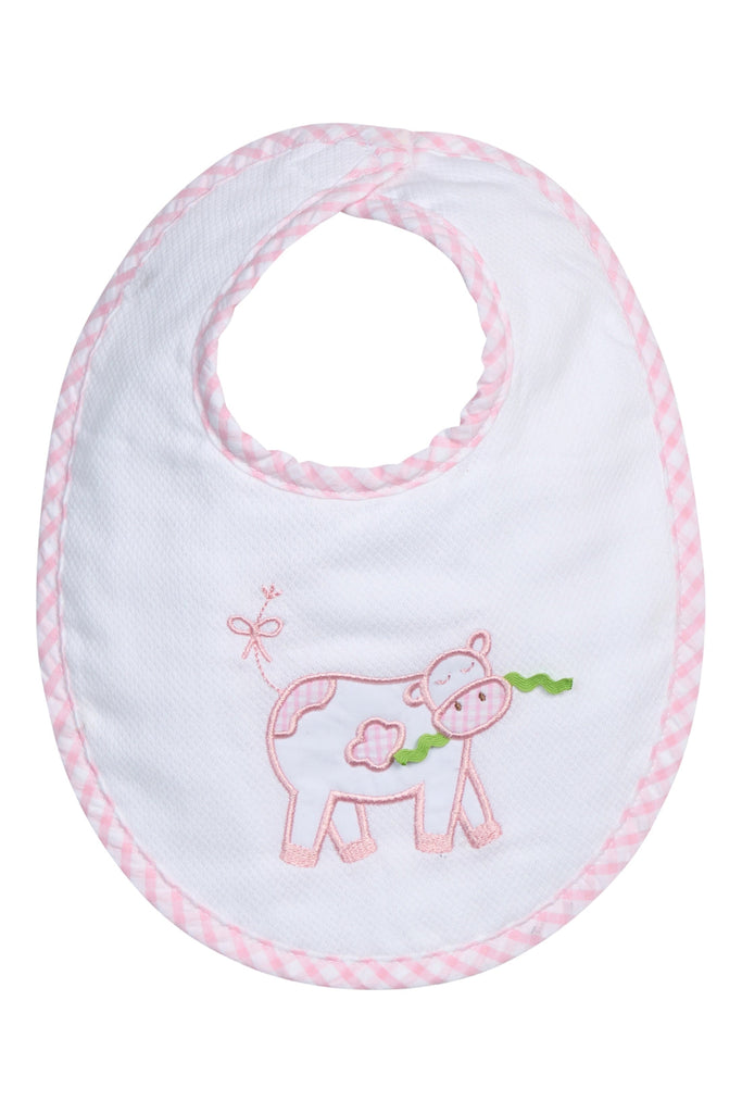 Cow Applique Basic Bib, pink