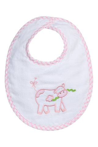 Cow Applique Basic Bib, pink