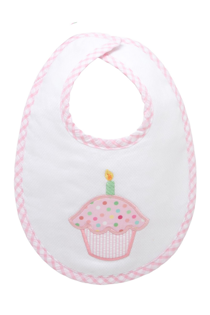 Cupcake Applique Basic Bib, pink