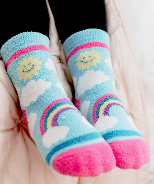 Unicorn and Rainbow Fuzzy Non-Skid Slipper Sock Set