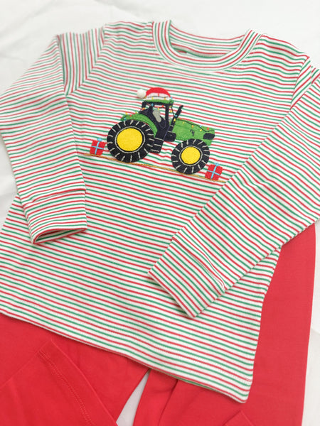Green Tractor Christmas Pant Set