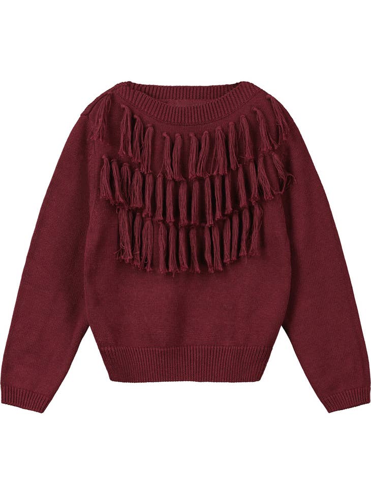 Longline Fringed Knit Sweater