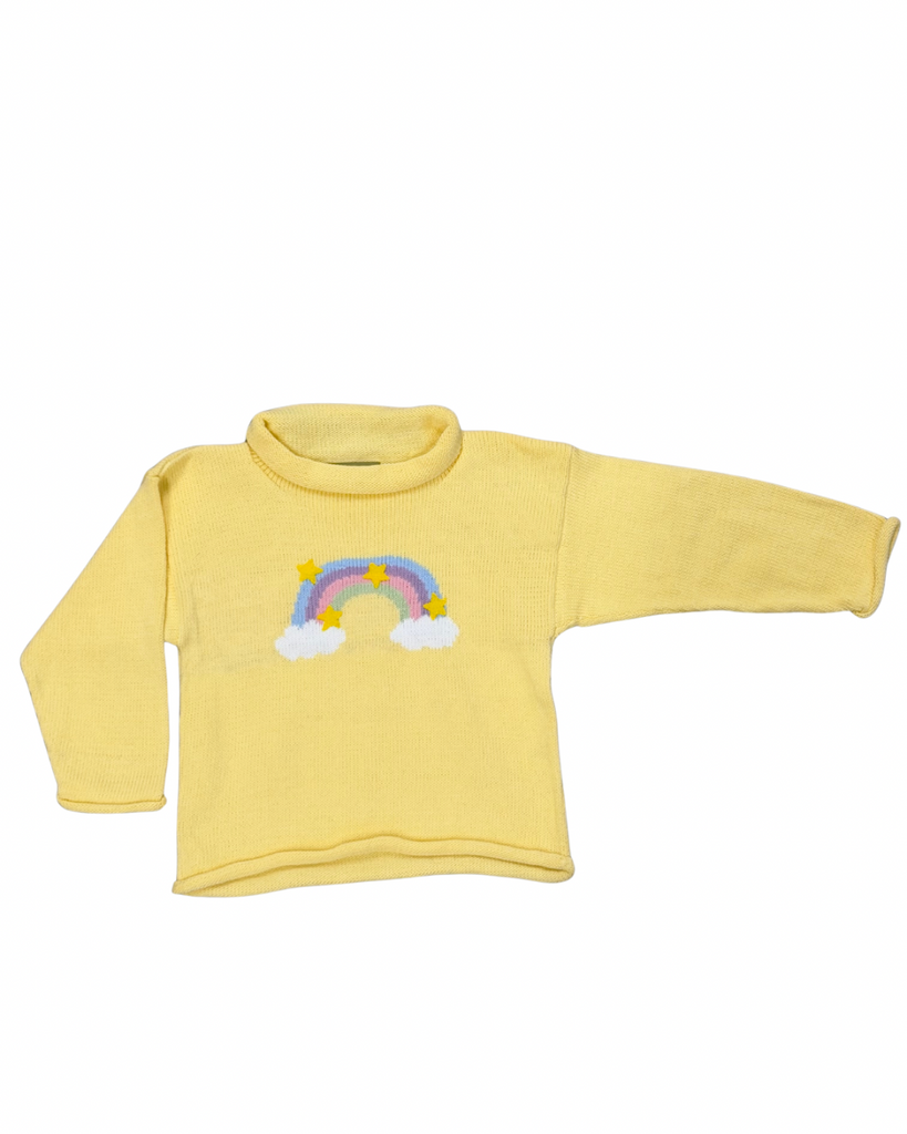 Roll Neck Sweater - Rainbow with Clouds