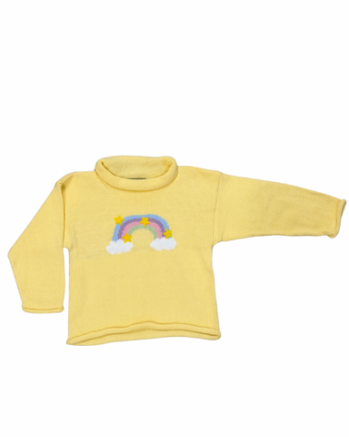 Roll Neck Sweater - Rainbow with Clouds