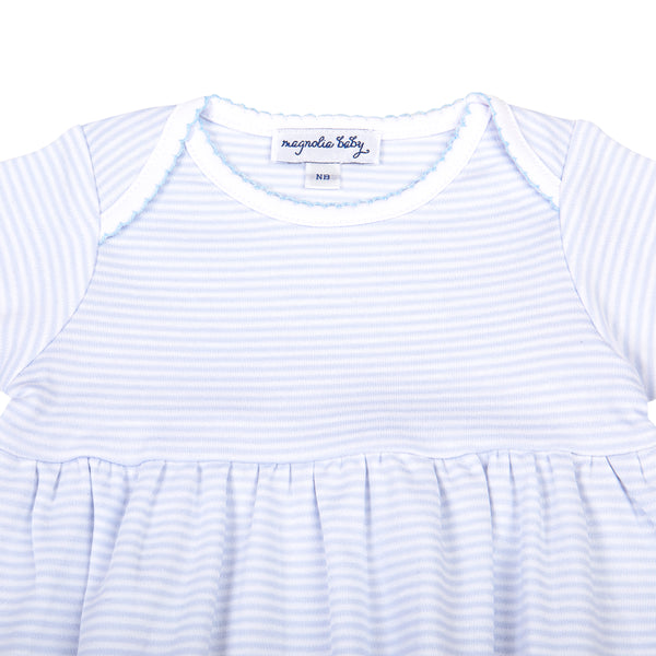 Mini Stripes Gathered Gown - Blue