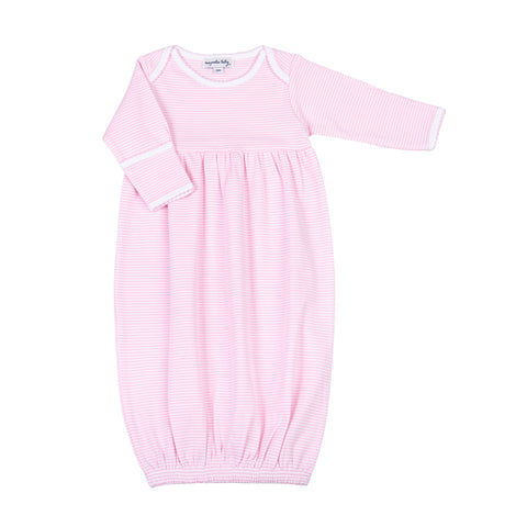 Mini Stripes Gathered Gown - Pink