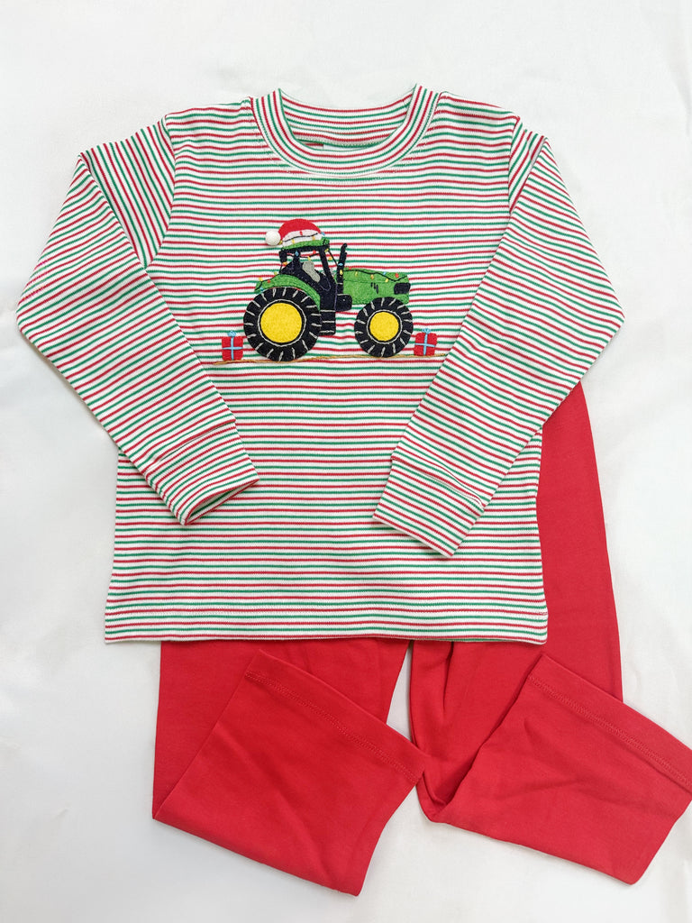 Green Tractor Christmas Pant Set