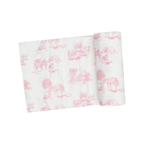 Swaddle Blanket - Farm Toile Pink