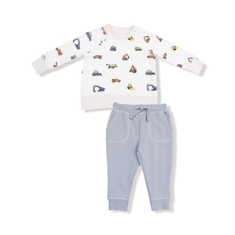 Raglan Sweatshirt & Jogger Set - Construction Vehicles
