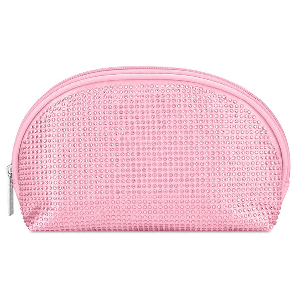 Pink Rhinestone Oval Cosmetic Case