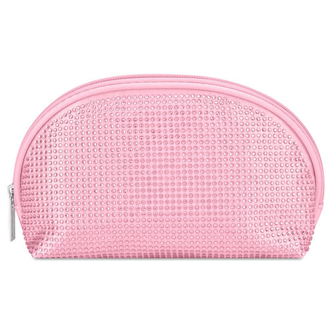 Pink Rhinestone Oval Cosmetic Case