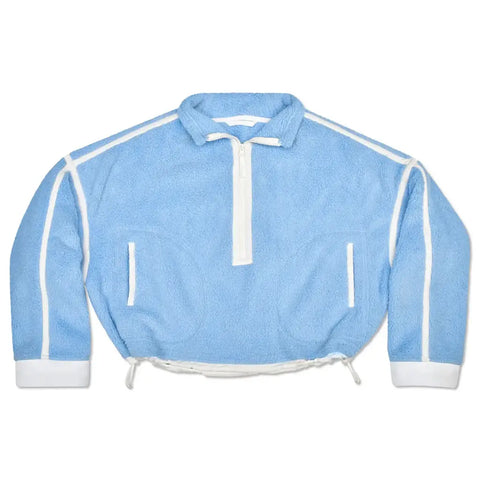 1/2 Zip Cream & Blue Sherpa Pullover