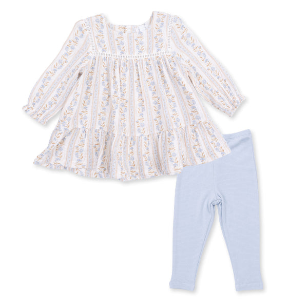 Puffed Long Sleeve Tiered Dress & Leggings - Catarina Floral