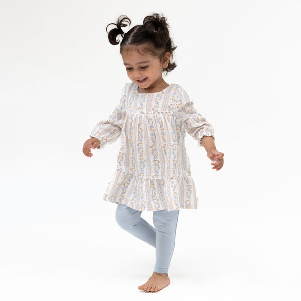 Puffed Long Sleeve Tiered Dress & Leggings - Catarina Floral