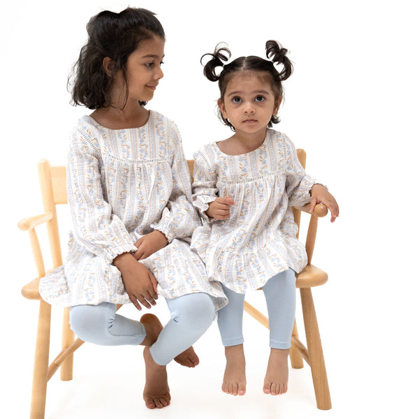 Puffed Long Sleeve Tiered Dress & Leggings - Catarina Floral