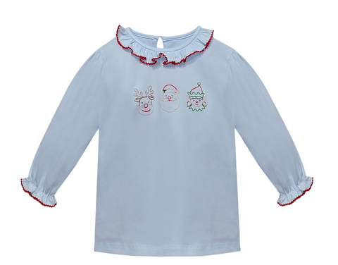 Blue Emma Blouse - Christmas