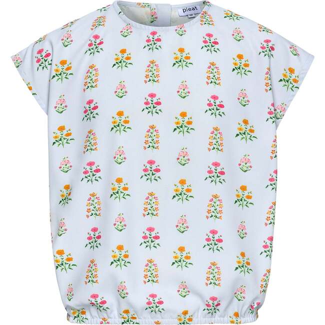 Emma Top - Blue Floral Block Print