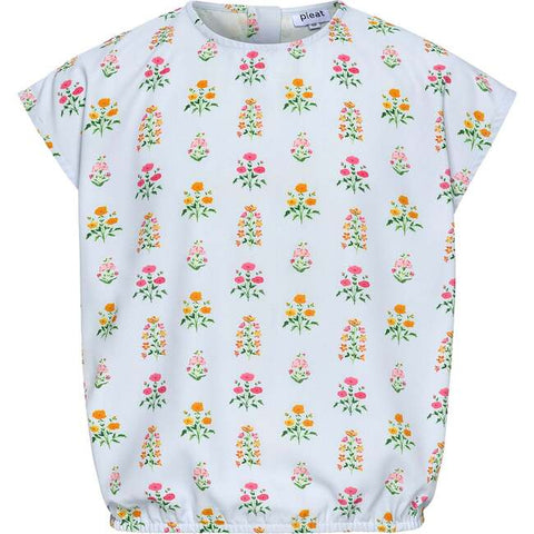 Emma Top - Blue Floral Block Print