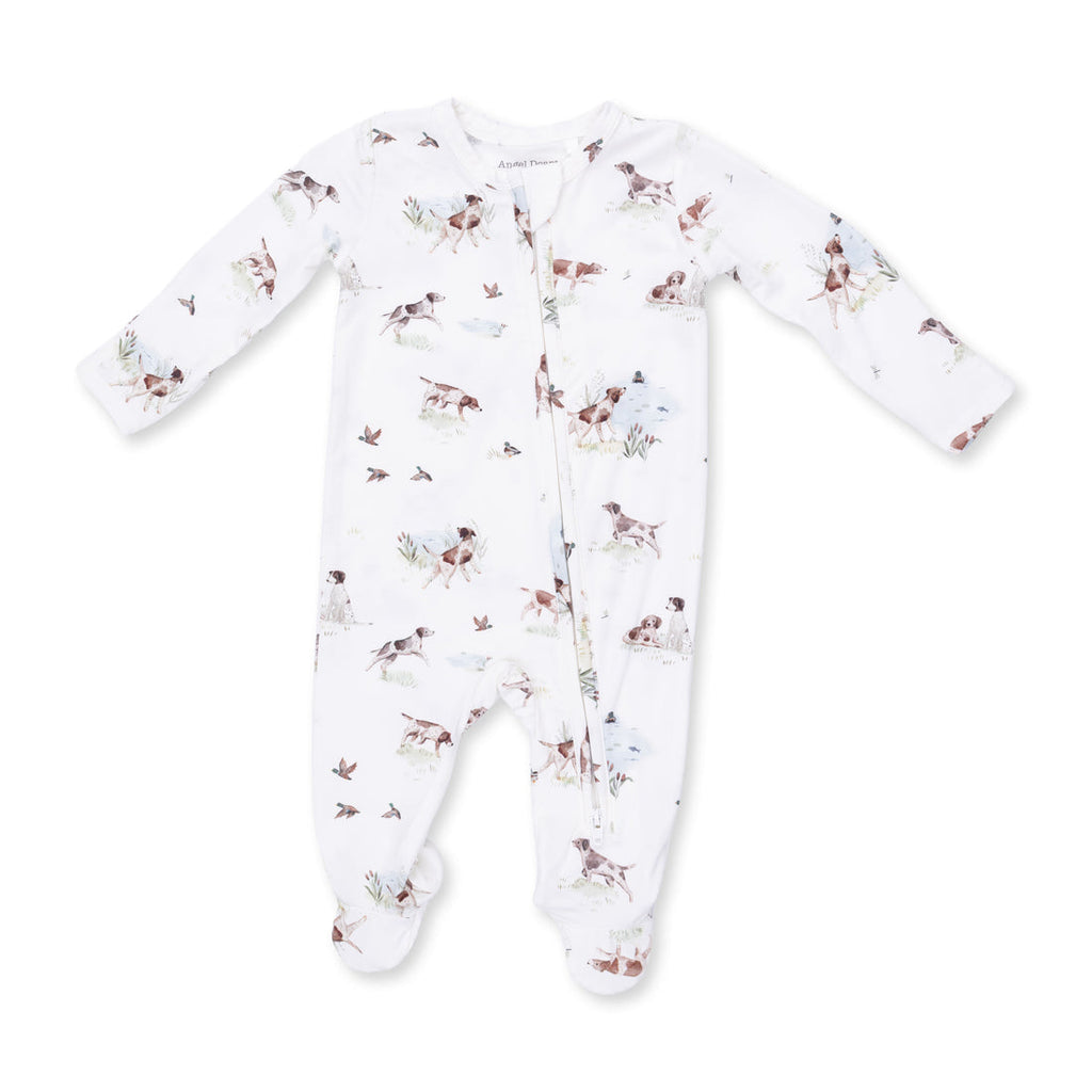 2 Way Zipper Footie - Pointer Pups and Duck Buddies