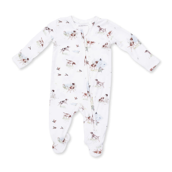 2 Way Zipper Footie - Pointer Pups and Duck Buddies