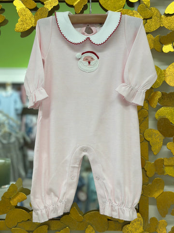 L/S Girl Mini Striped Peter Pan Santa Romper