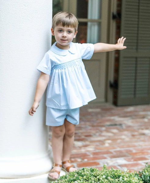 Hayes Short Set - Blue Windowpane Airplanes