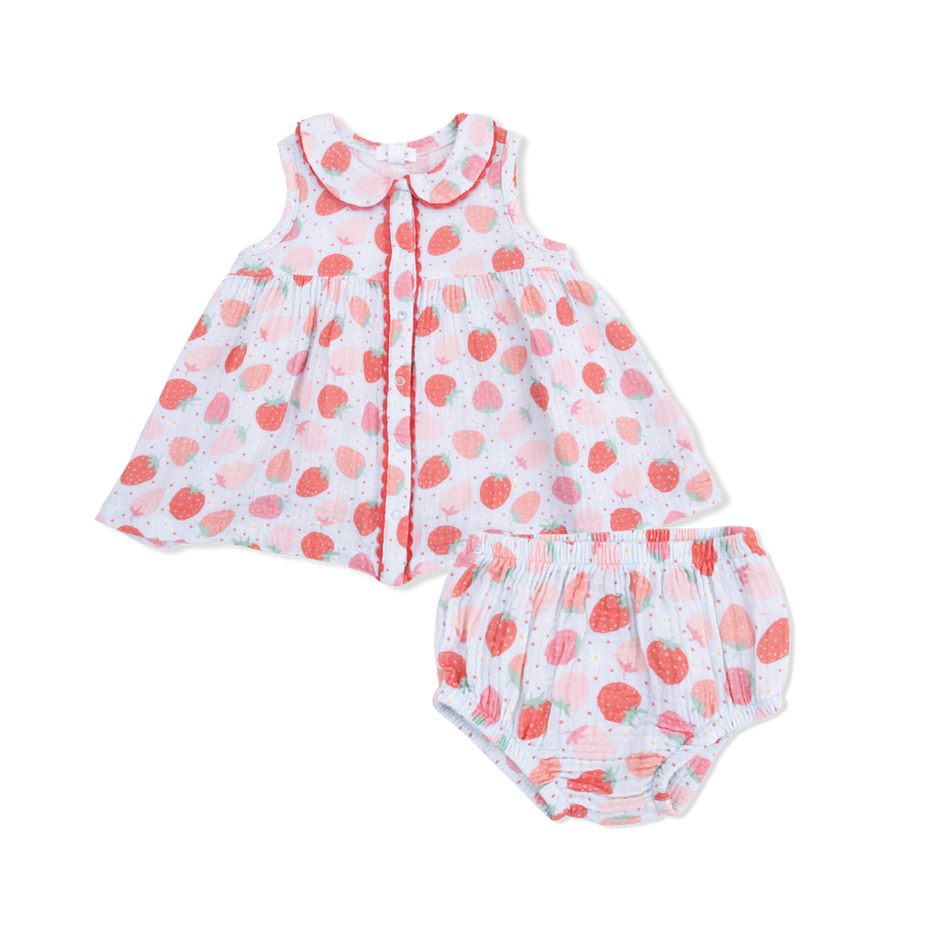 Jill Dress Sleeveless with Bloomer - Strawberry Bliss