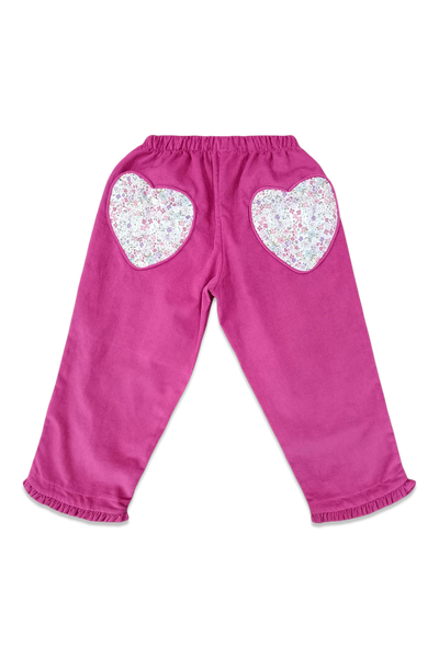 Ruffle Pull On Pant - Aster Floral & Hot Pink Corduroy