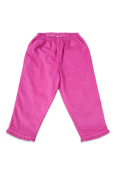 Ruffle Pull On Pant - Aster Floral & Hot Pink Corduroy