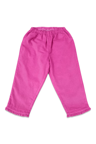 Ruffle Pull On Pant - Aster Floral & Hot Pink Corduroy