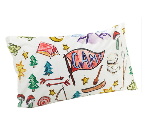 "Happy Camper" Pillowcase, blue