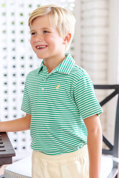 Prim and Proper Polo - Kiawah Kelly Green Stripe