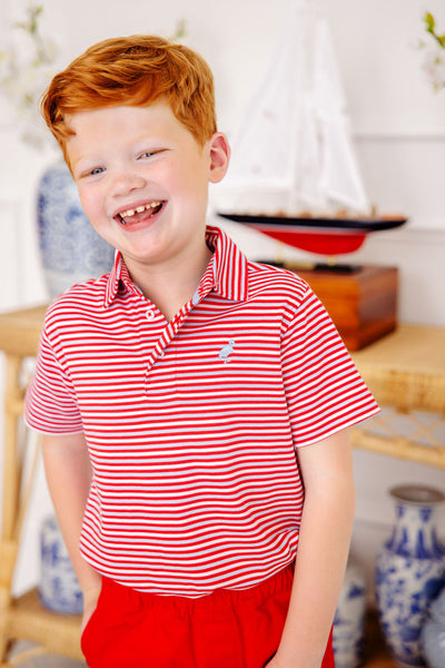 Prim and Proper Polo - Sumner County Stripe, Red